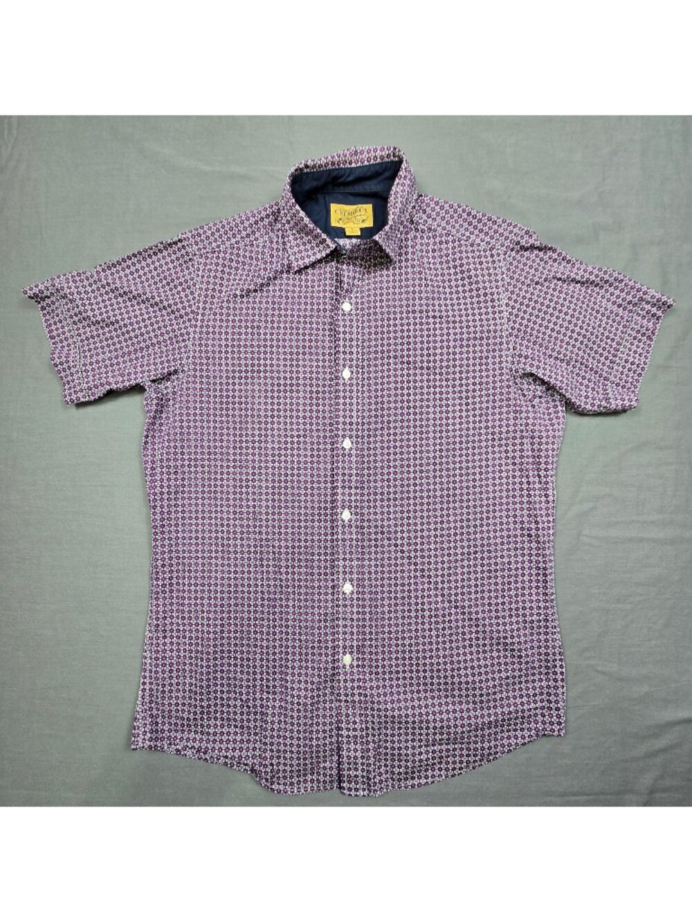 Cremieux Mens Medium Button-Down Shirt Purple Geometric 100% Cotton